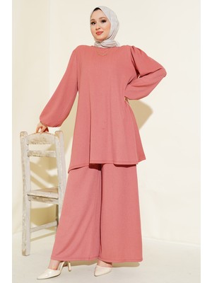Bigdart Kadın Gül Kurusu Tunik Pantolon Alt Üst Takım 6663