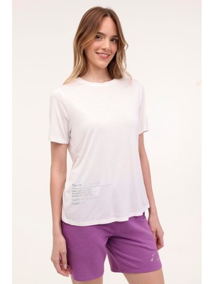 Lumberjack Wl Nova 11CT2009 4fx Ekru Kadın Kısa Kol T-Shirt