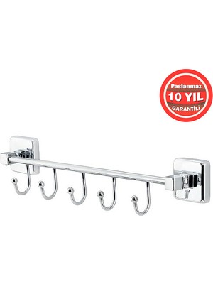 Çelik Banyo KU10-058 Paslanmaz Pirinç Kumru 5'li Askılık Havluluk Banyo Askısı