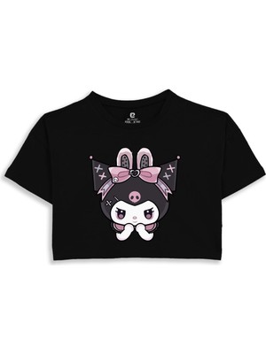 EZ Design Kuromi Baskılı Crop Tshirt