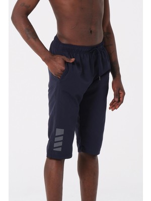 Miami Beach Lacivert Diz Altı Uzun Model Su Itici Özellikli Erkek Plaj Deniz Kapri Şort - DG341-LACIVERT