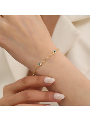 Nox Jewelry 925 Ayar Gümüş Nazar Boncuklu Şans Bileklik