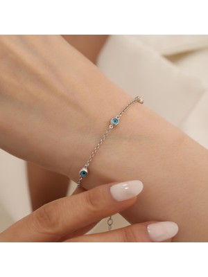 Nox Jewelry 925 Ayar Gümüş Nazar Boncuklu Şans Bileklik