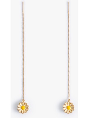 Koton Çelik Papatya Küpe Zincir Detaylı