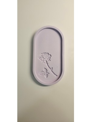 Laurel-Wood Beton Oval Sunum Tepsi(Çiçek Desenli Özel Model)