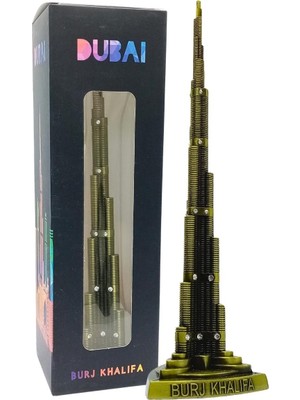 Dünyadan Hediyeler Vintage Metal Taşlı Burj Khalifa Biblo Antik Bronz 25 cm Burç Halife