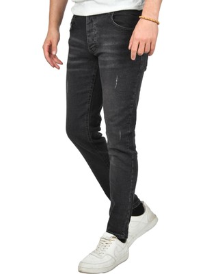 Deepsea Tırnak Taşlamalı Lazerli Slim Fit Likralı Kot Jean Pantolon 2406085