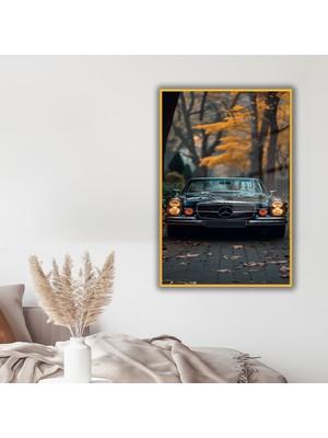 Gaagart Metal Çerçeveli Temperli Cam Tablo Sonbahar ve Klasik Mercedes