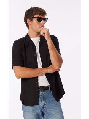 Only & Sons Only&Sons ONSDASH LIFE REG VISC RES Siyah Erkek Gömlek