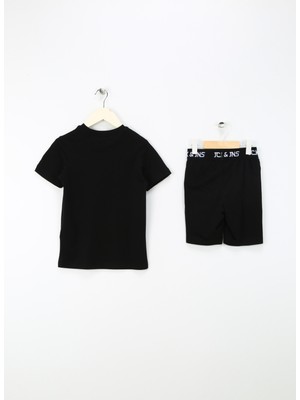 Jack & Jones Baskılı Siyah Erkek Çocuk T-Shirt Jacolıver Ss Tee And Shorts Set Jnr