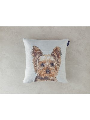 English Home Terrier Pamuk Polyester Dolgulu Kırlent Ekru - Gri