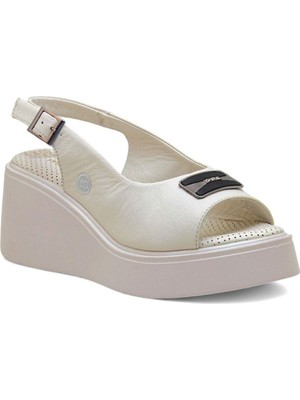 Mammamia 915 Hakiki Deri Günlük Kadın Ayakkabı-Beyaz