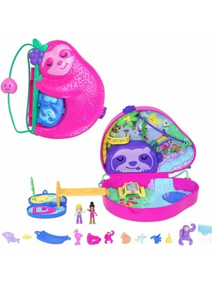 Polly Pocket Sloth Family Çanta Olabilen Micro Oyun Setleri GKJ63 Eğlenceli Mini Macera
