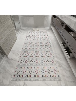 Oves Home Iskandinav Kilim Desenli Kaymaz Taban Yıkanabilir Renkli Halı