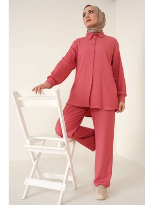 Bigdart T5858 Örme Tesettür Ikili Takım - Gül Kurusu