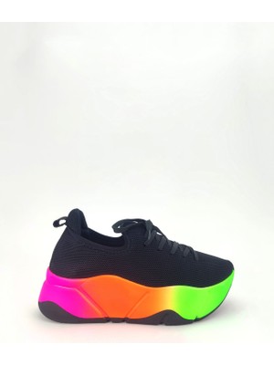 Irene Siyah-Renkli Streç File Kadın Spor Ayakkabı
