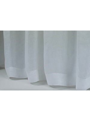 Boutique Curtain Kemerli Keten Rustik Tül Perde Pilesiz Ekru Renk