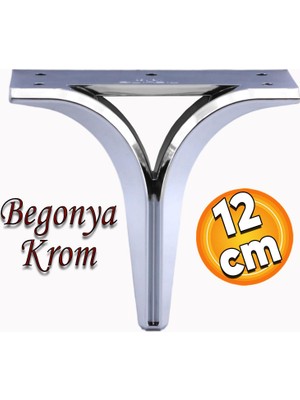 Badem10 Begonya Lüks Mobilya Kanepe Sehpa Tv Ünitesi Çekyat Yükseltici Koltuk Ayağı Baza Ayak Krom 12 cm