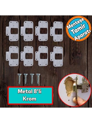 Nzb Dolap Kapak Tas Taş Menteşe Tamir Sacı Saç Nobel Pratik Onarım Kiti 6,5x9 cm Yuva Tablası 8 Adet