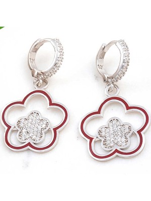 Serra Jewels ​Gümüş Sallantılı Çiçek Desenli Kadın Küpe