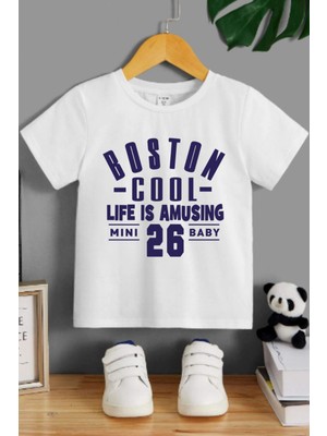 Great Peak Est 2021 Çocuk Pamuk Boston Cool Beyaz Erkek Kız Çocuk T-Shirt