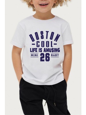 Great Peak Est 2021 Çocuk Pamuk Boston Cool Beyaz Erkek Kız Çocuk T-Shirt