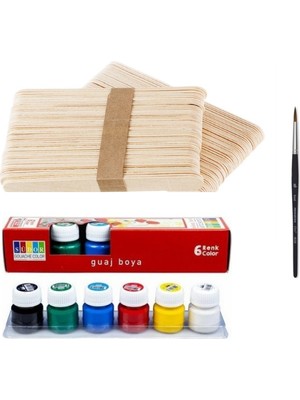 Glanart Geniş Dil Çubuğu Boyama Seti Guaj Boyalı 6 x 20 ml
