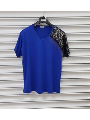 Esina Kadın Viskon Bluz Omuzu Saçaklı