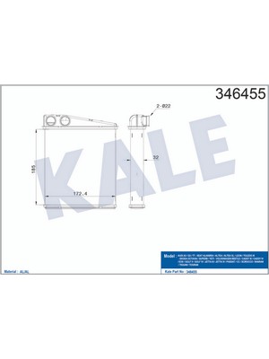 Kale Kalorifer Radyatörü Brazing Caddy Iii-Golf V-Vi-Jetta Iii-Octavia-Touran-Altea-Leon-A3-Q3-Toledo 18051