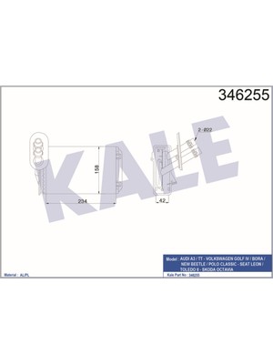 Kale Kalorifer Radyatörü Al/mknk Volkswagen Golf Iv, Bora, Beetle, Audi A3, Tt, Seat Leon, Toledo, Skoda Octavia 96-07 18051