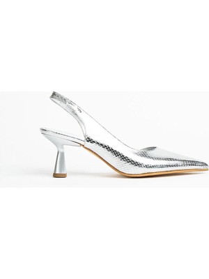 Callias Gümüş metalik cilt Kadın Topuklu Ayakkabı