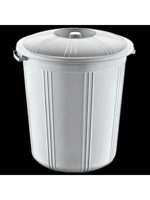 Akay Plastik Plastik Fıçı Tip Kapaklı Yuvarlak Klasik Çöp Kovası Kutusu Konteyneri - 42-46-42 Cm. - 50 Litre