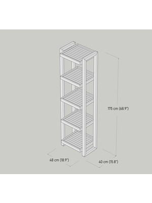 Cvc Wood Banyo Raf Standı 5 Raflı Cvc Wood