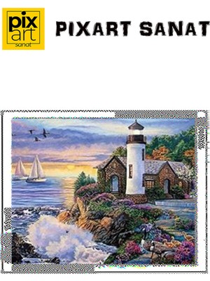 Pixart Sanat Taş Evin Yanındaki Fener || Elmas Mozaik Tablo ~ Mozaik Puzzle || Diamond Türkiye ||  56x43