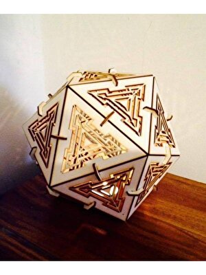 Ikosahedron 20 Yüzlü Ahşap Lamba