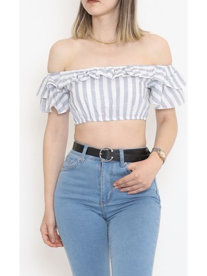 Civetta Çizgili Crop Bluz Beyazfüme - 18426.631.