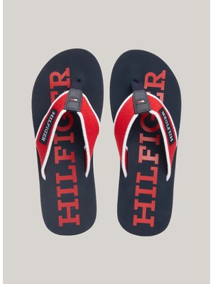 Tommy Hilfiger Lacivert - Kırmızı Erkek Plaj Terliği Patch Hılfıger Beach Sandal