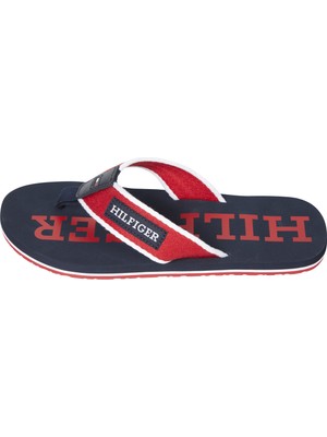 Tommy Hilfiger Lacivert - Kırmızı Erkek Plaj Terliği Patch Hılfıger Beach Sandal