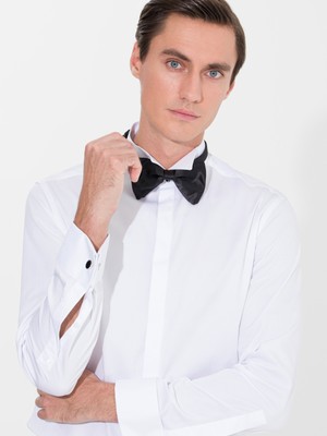 Cacharel Erkek Beyaz Slim Fit Smokin Gömlek 50269446-VR013