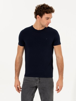 Cacharel Erkek Lacivert Bisiklet Yaka Slim Fit Basic T-Shirt 50263987-VR033