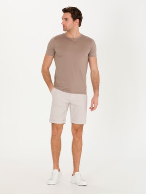 Cacharel Erkek Vizon Bisiklet Yaka Slim Fit Merserize T-shirt 50267666-VR052