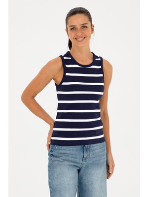 U.S. Polo Assn. Kadın Lacivert Kolsuz Bisiklet Yaka Tişört 50281783-VR033