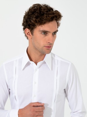 Cacharel Erkek Beyaz Slim Fit Uzun Kollu Gömlek 50255641-VR013