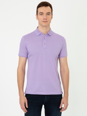Cacharel Erkek Lila Polo Yaka Slim Fit Basic Merserize T-shirt 50250172-VR034