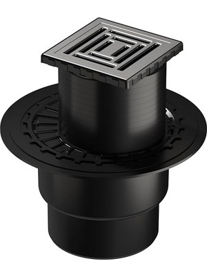 VitrA V-Flow Kare 5607321 Yalıtımlı Duş Kanalı, Alttan Çıkışlı, 10X10 Cm, Dk 800 Kapak, Parlak Krom