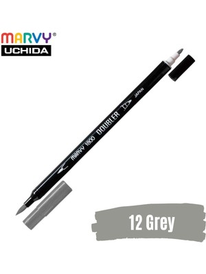 Marvy Artist Brush Pen 1800 Çift Taraflı Firça Uçlu Kalem 12 Grey