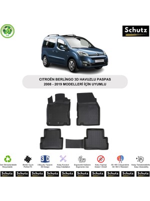 Schutz Cıtroën Berlingo 2008-2019 Modelleri Için Uyumlu 3D Havuzlu Oto Paspas