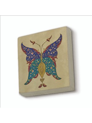 Sadrazam Kelebek Deseni Baskılı Doğaltaş MAGNETKD-005BUZDOLABI Süsü