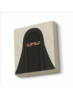 Sadrazam Çarşaflı Kadın Çizimi Baskılı Doğaltaş MAGNETKRG-087BUZDOLABI Süsü