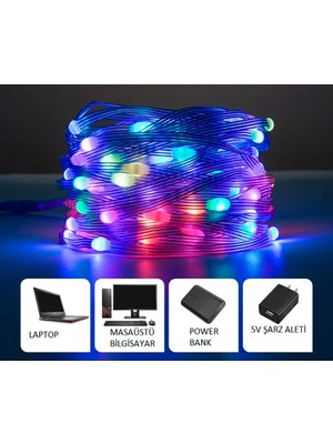 SimaAvize Sima Avize 10 Metre Rgb Ses Kontrollü Kumandalı Telefon Kontrollü Kayar Magic LED